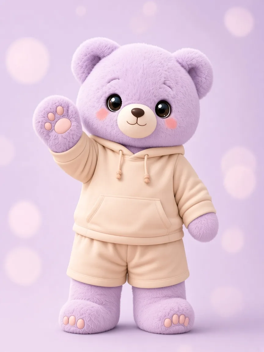 Lilac bear mascot